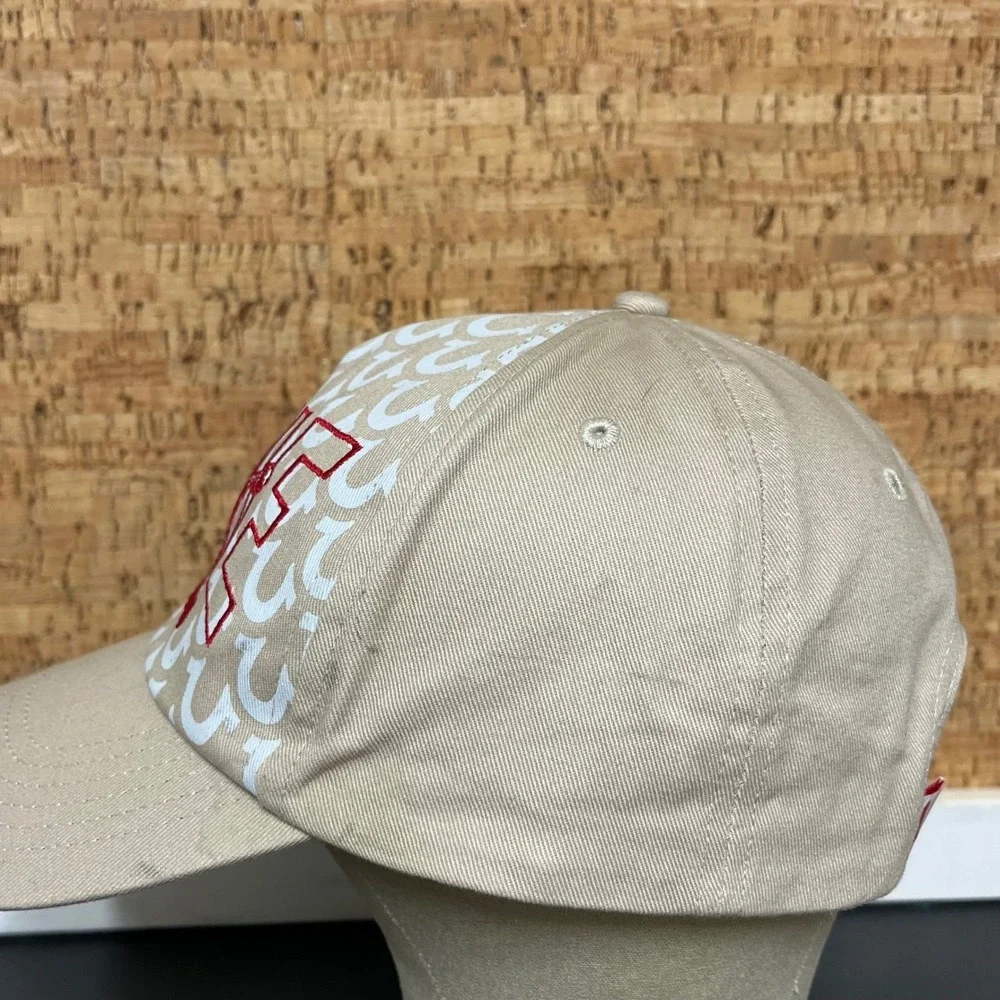 True Religion Men Tan Khaki Buddha Logo Snapback Baseball Hat Monogram Horseshoe